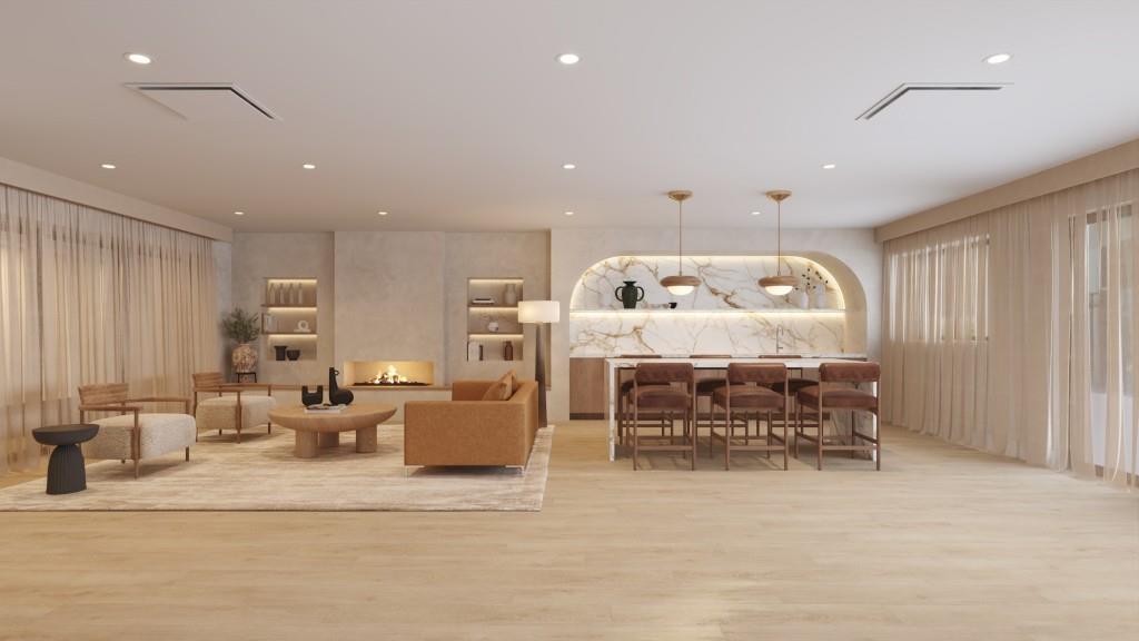 2460 Peachtree Road Northeast, Unit 514 Atlanta, GA 30305 - Photo 35 of 36 a living room with furniture and kitchen view