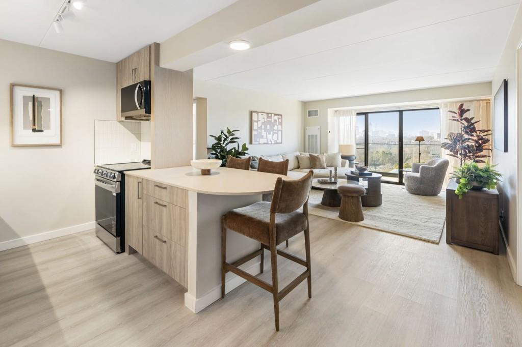 2460 Peachtree Road Northeast, Unit 514 Atlanta, GA 30305 - Photo 7 of 36 a living room with furniture a large window and potted plants
