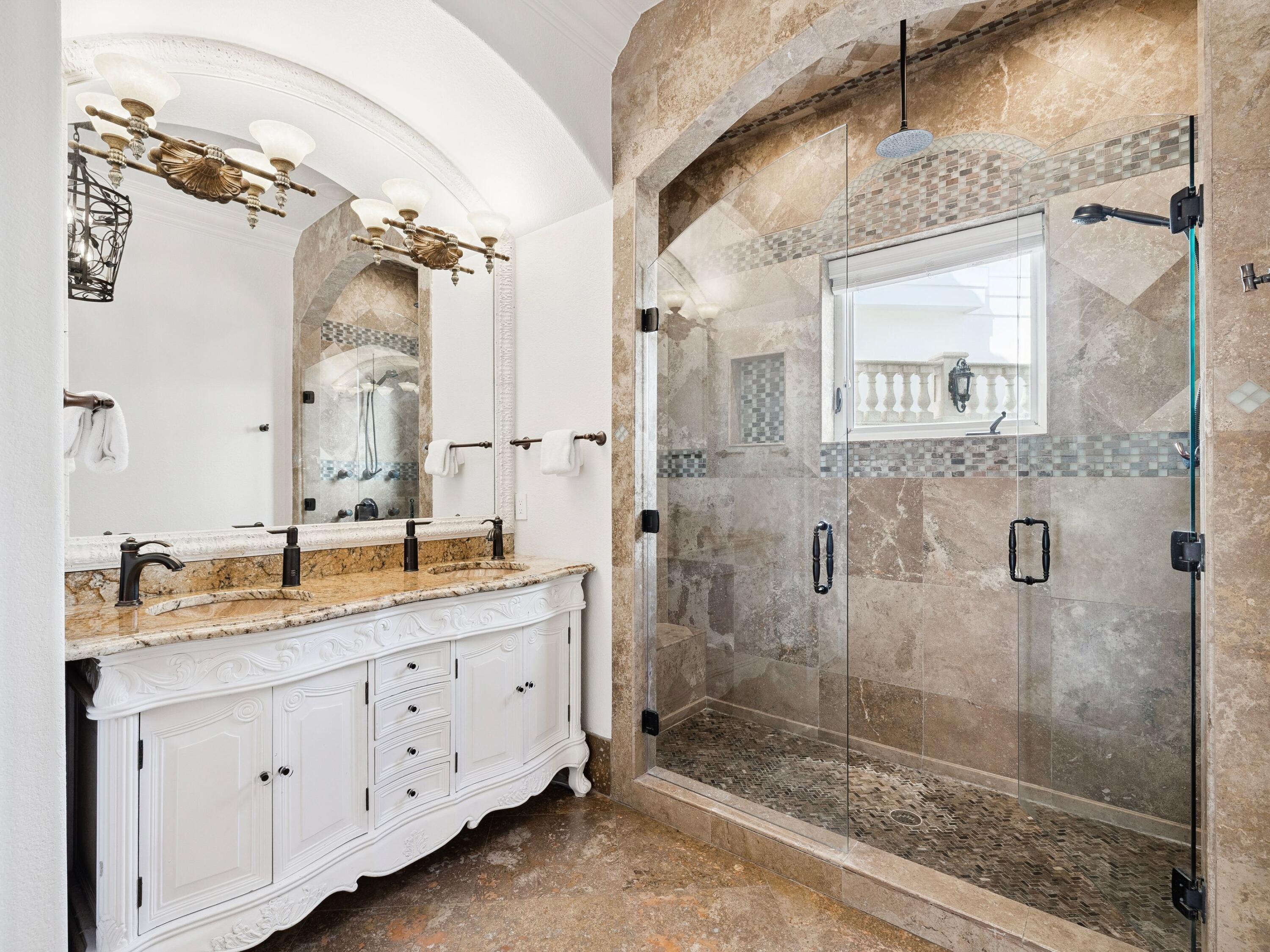 30 Pelican Circle Inlet Beach, FL 32461 - Photo 32 of 48 a bathroom with a double vanity sink toilet and shower