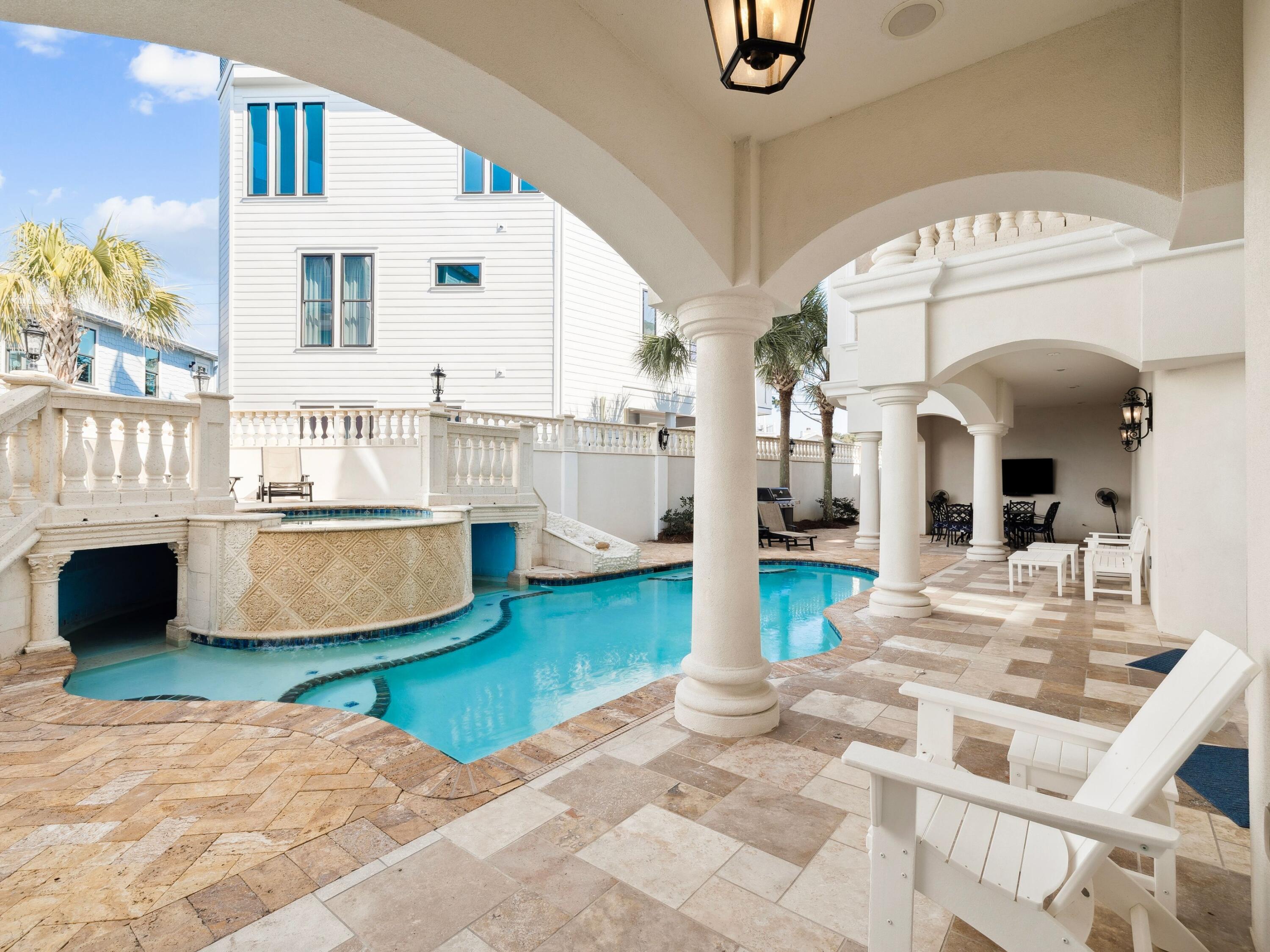 30 Pelican Circle Inlet Beach, FL 32461 - Photo 4 of 48 a view of living room kitchen with furniture and fireplace