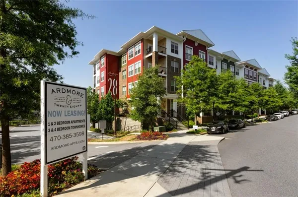 a front view of a multi story building