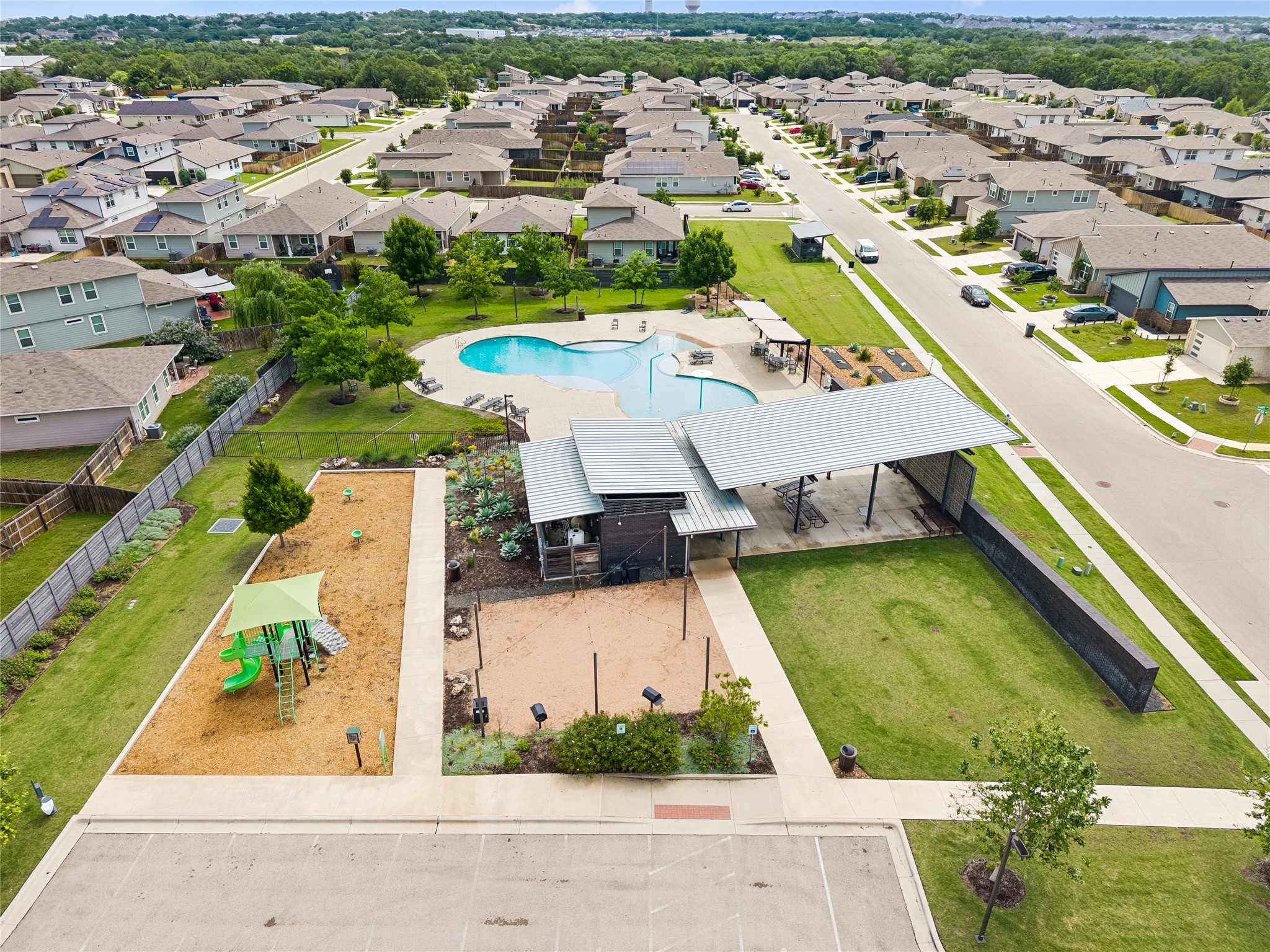 249 Century Plant Road Leander, TX 78641 - Photo 20 of 22 an aerial view of residential houses with outdoor space and swimming pool