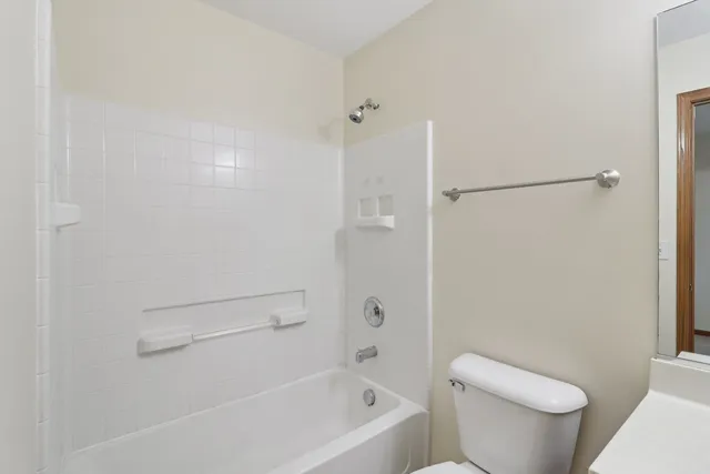 a bathroom with a toilet and a bathtub