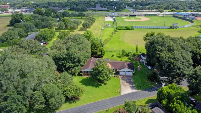 an aerial view of a house