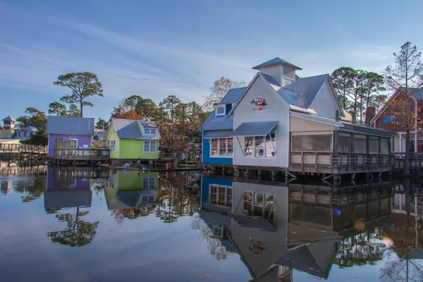 a view of a lake with a house