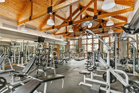 a view of a room with gym equipment