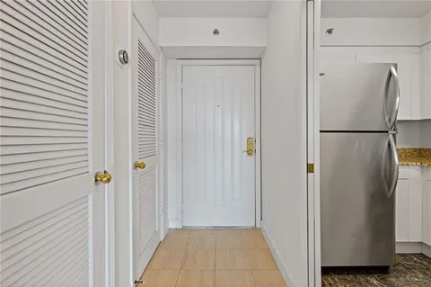 a view of a bathroom with a tub