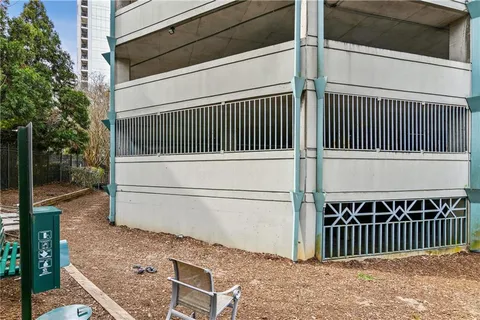 a view of a porch with a door