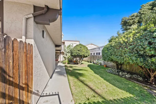 a view of yard from a corridor