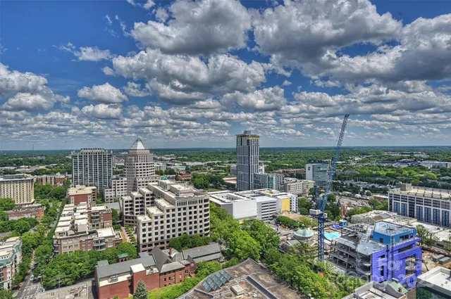 a view of a city from a balcony