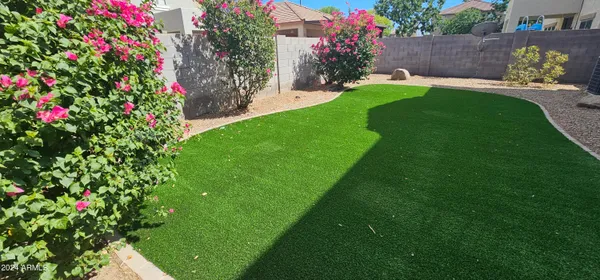 a view of a garden with flowers