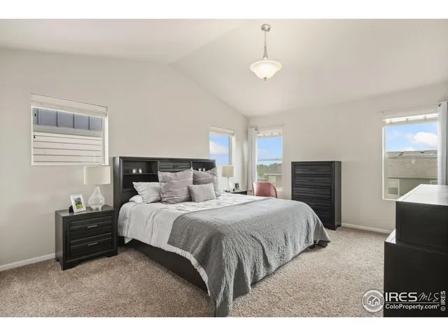 a bedroom with a bed and a closet