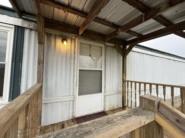 a view of wooden balcony