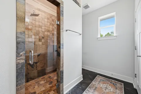 a bathroom with a shower