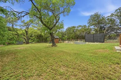 a view of a yard with a tree