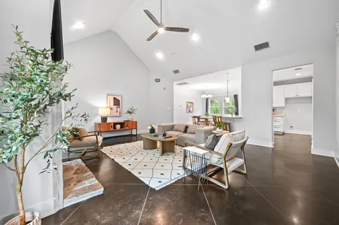 a living room with furniture
