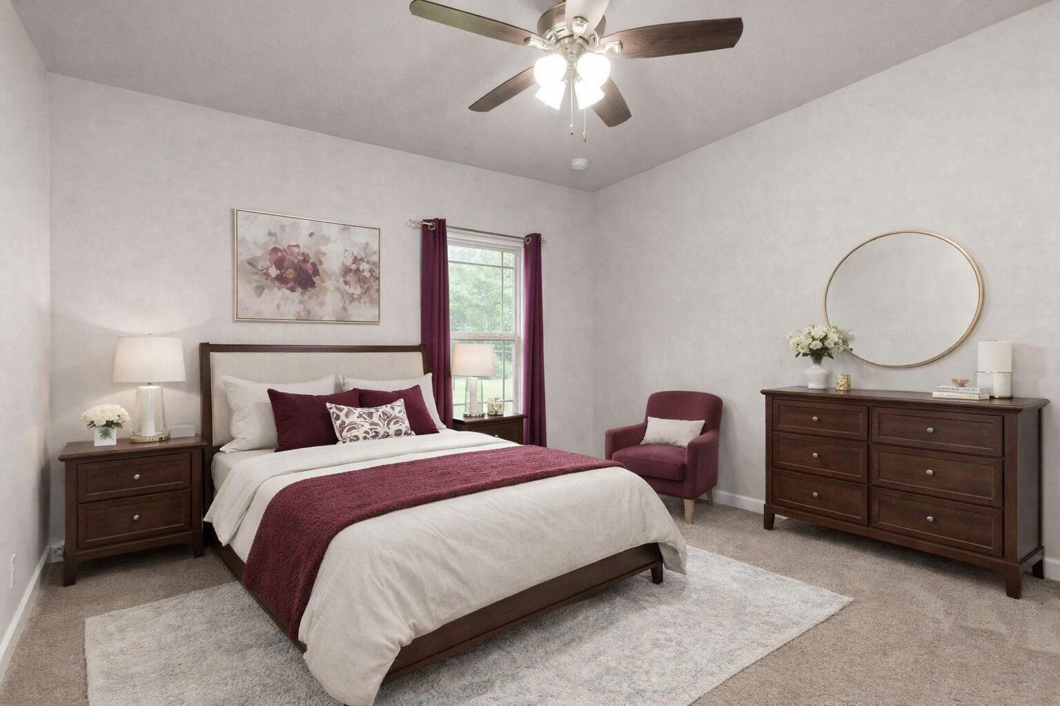 6437 Amanda Court Crestview, FL 32536 - Photo 29 of 48 a bedroom with a bed and a chandelier