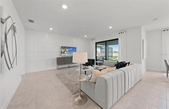 a living room with furniture