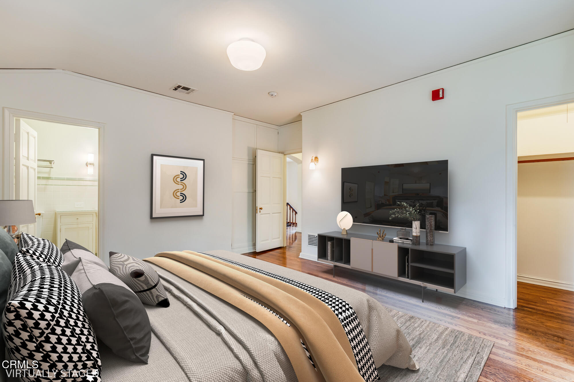 2050 Ashbourne Drive South Pasadena, CA 91030 - Photo 22 of 26 a bedroom with a bed and a flat screen tv