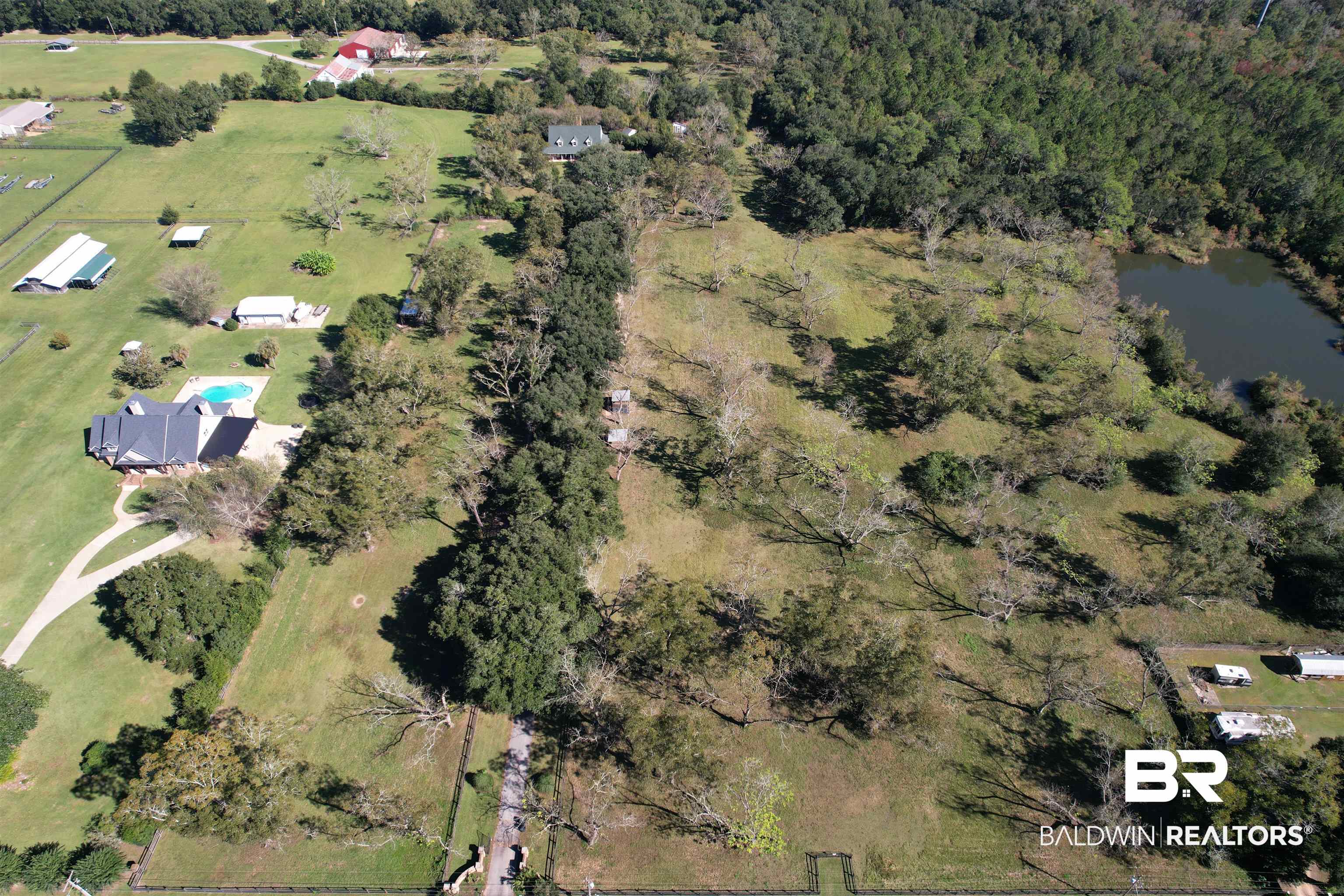 15810 County Road 73 Foley, AL 36535 - Photo 52 of 56 Aerial view of property - portion of the pond on this parcel.