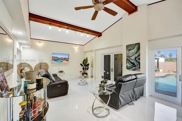 a living room with furniture