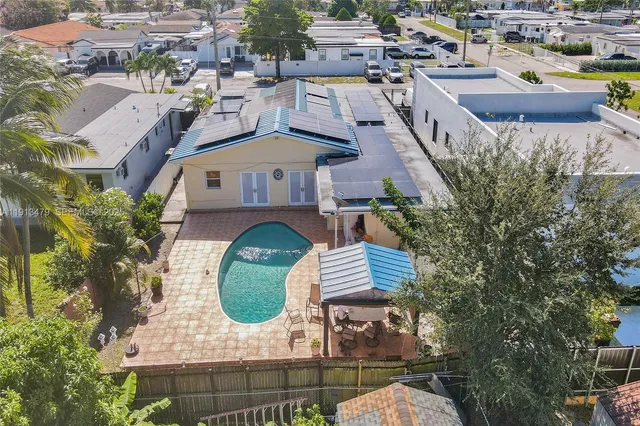 an aerial view of a house