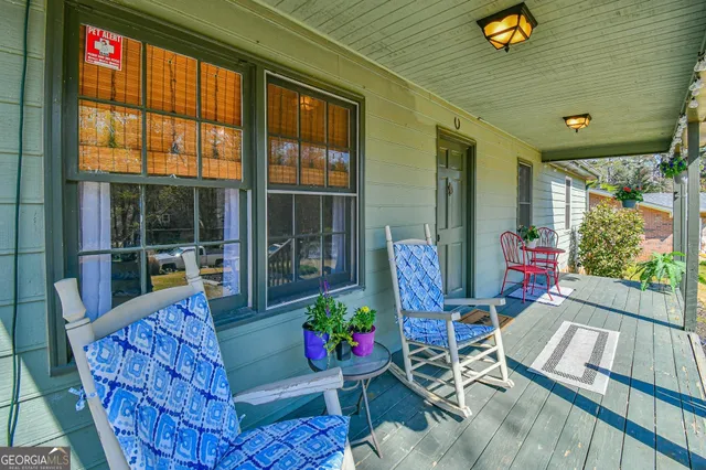 a view of an outdoor sitting area
