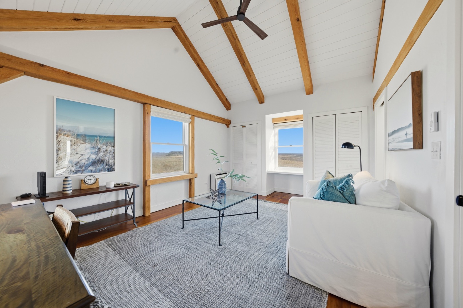 45 Sheep Pond Road Nantucket, MA 02554 - Photo 29 of 39 a living room with furniture and a floor to ceiling fan