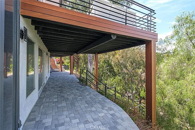 a view of backyard of house