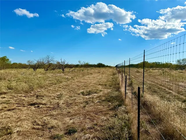 a view of a wooden floor with a house in the background