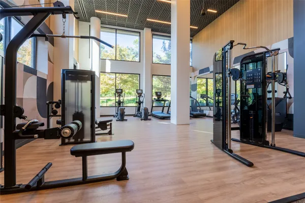 a view of a room with gym equipment