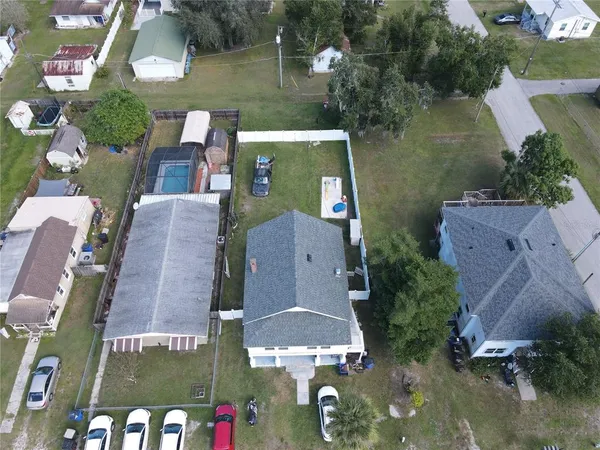an aerial view of a house