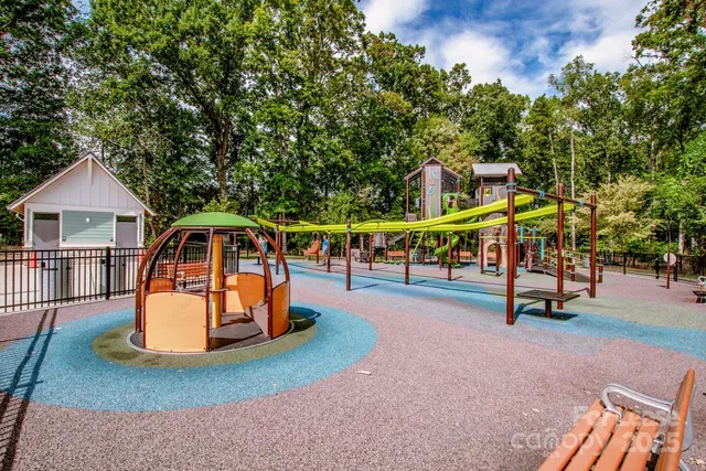 a view of a park with slide