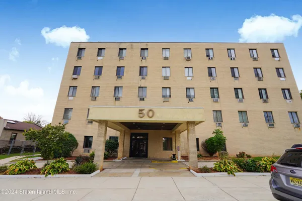 a front view of a building