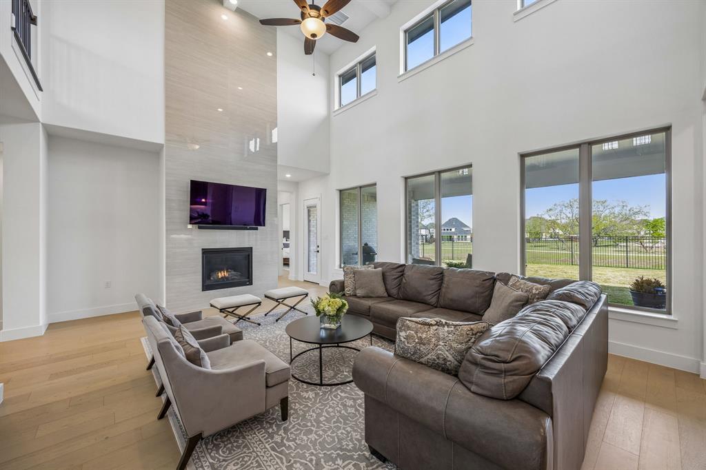 311 Pecan Trail Prosper, TX 75078 - Photo 5 of 39 a living room with furniture fireplace and a flat screen tv