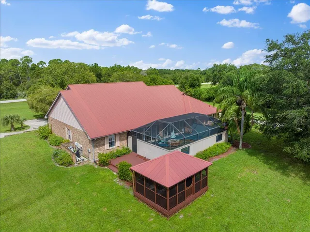an aerial view of a house