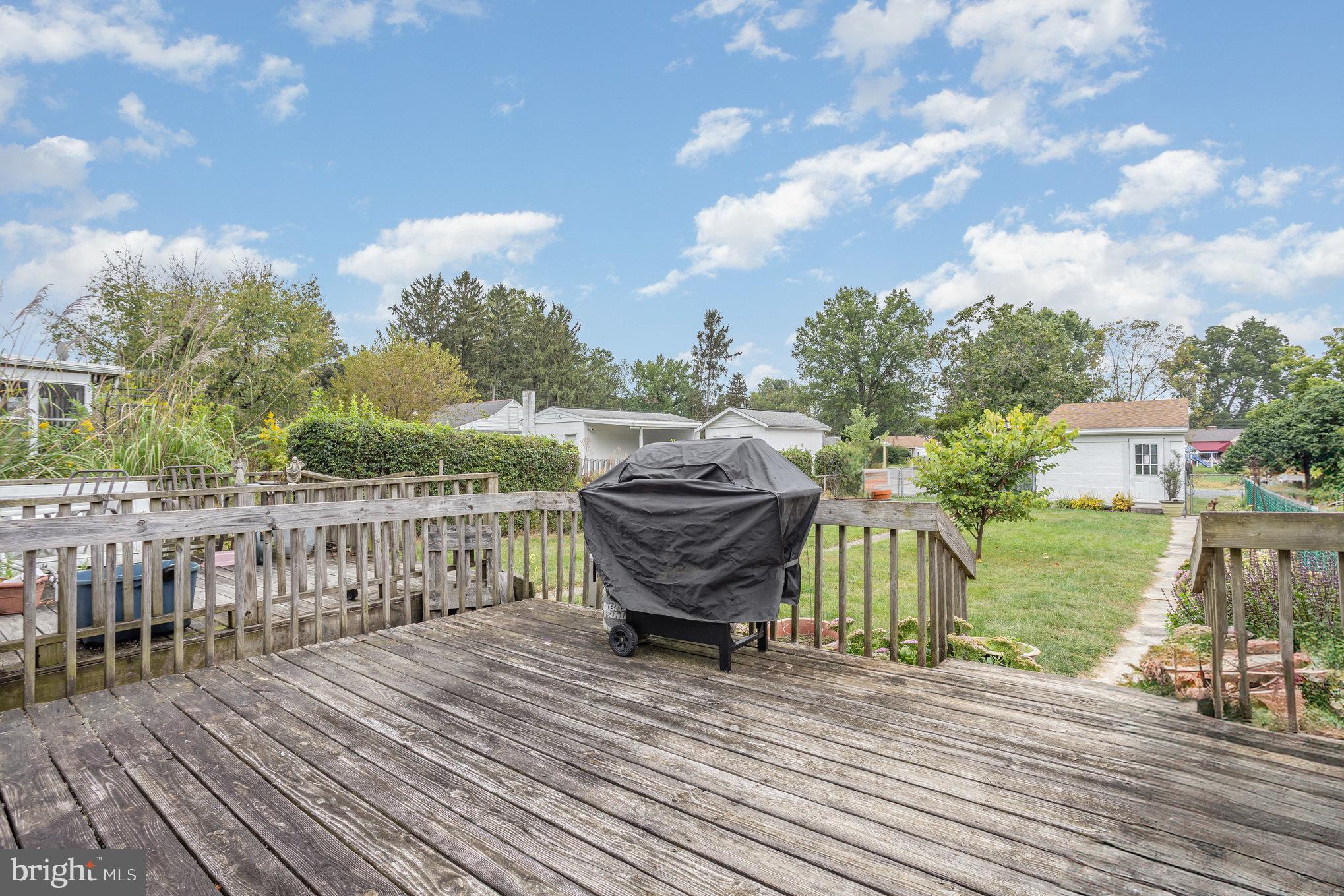 77 Petersburg Road Lancaster, PA 17601 - Photo 19 of 28 a view of a roof deck with table and chairs a barbeque with wooden floor and fence