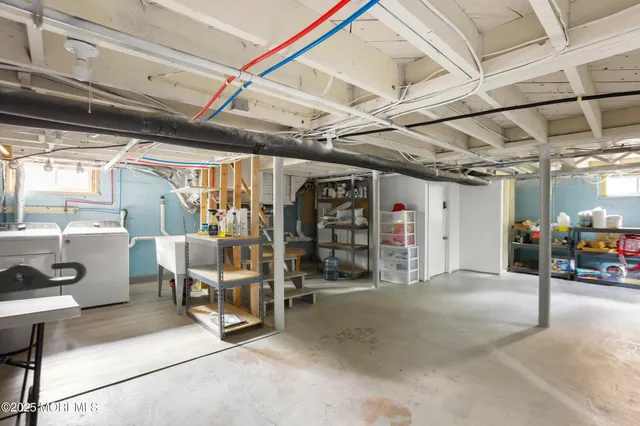 a view of a big room with wooden furniture