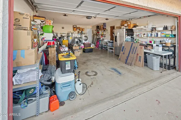 a view of a storage room with washer and dryer