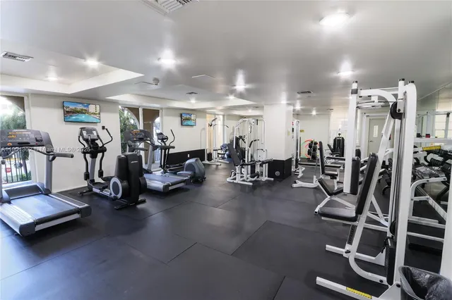 a view of a room with gym equipment
