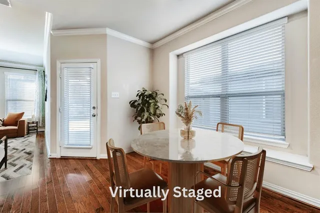 a table and chairs in a room