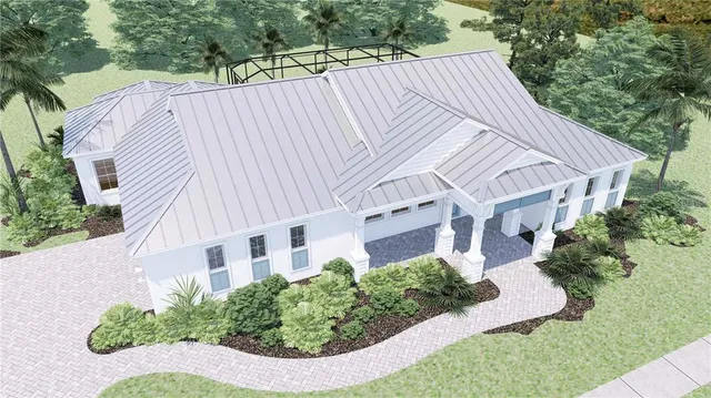 an aerial view of a house