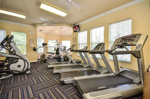 a room with gym equipment