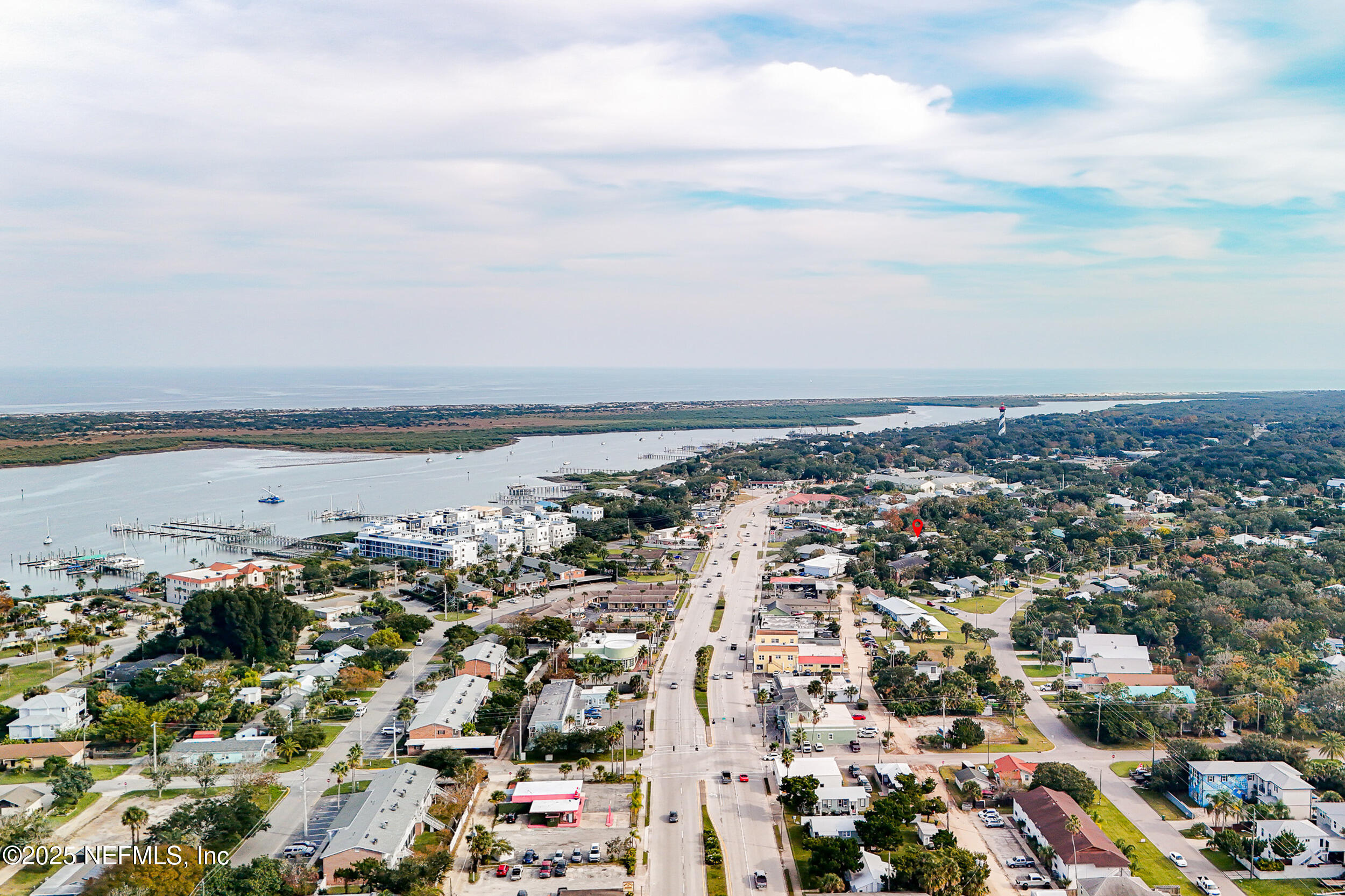 2 A Moultrie Place St. Augustine, FL 32080 - Photo 67 of 69 an aerial view of a city with lots of residential buildings and ocean view in back