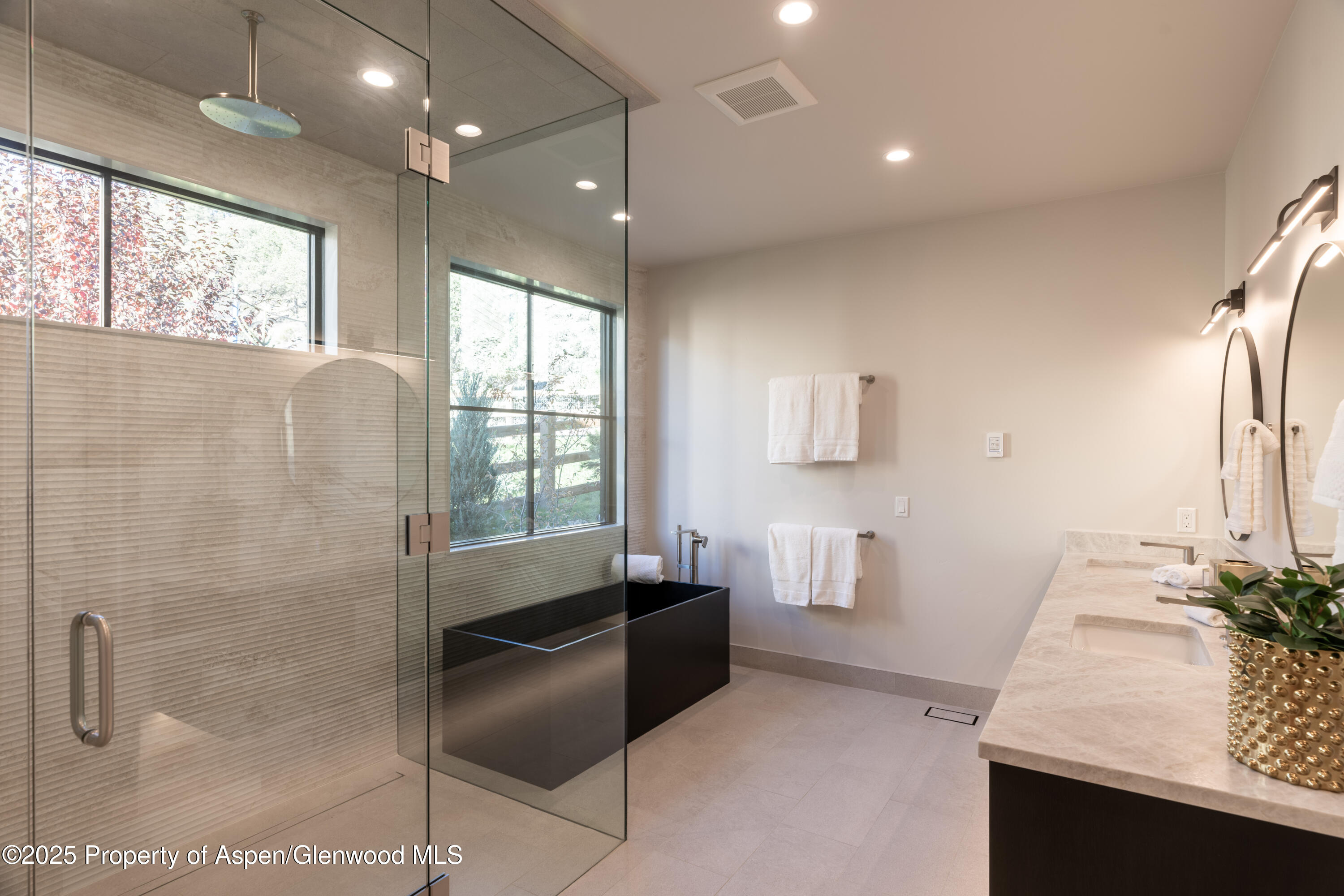 719 Perry Ridge Carbondale, CO 81623 - Photo 23 of 68 a bathroom with a granite countertop sink a toilet and shower