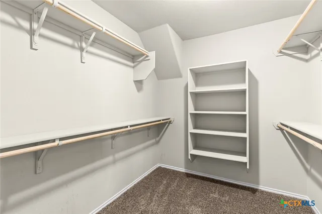 a view of an empty room and closet area