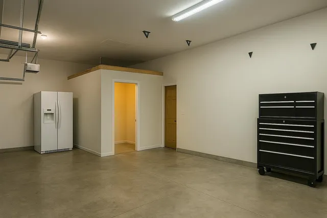 a view of empty room with closet and wooden floor