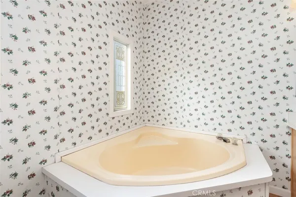 a bathroom with a bathtub