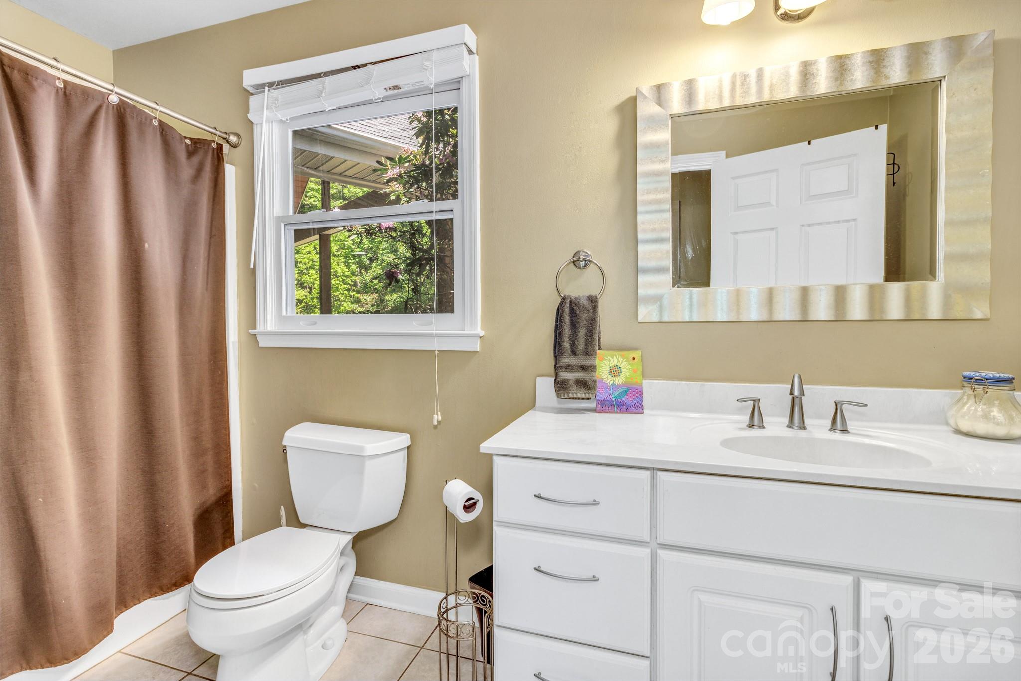 125 Winding Ridge Road Asheville, NC 28803 - Photo 25 of 48 a bathroom with a granite countertop toilet sink and mirror