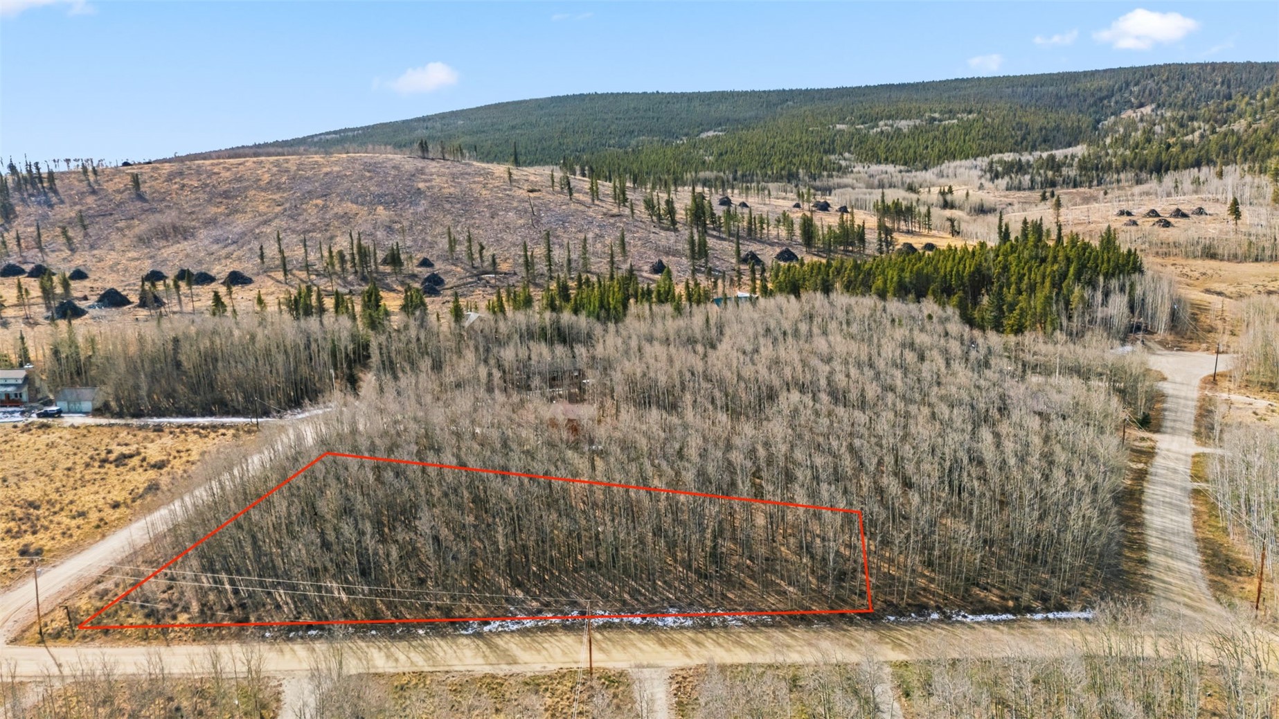 1097 High Creek Road Fairplay, CO 80440 - Photo 12 of 19 Aerial overview of property's location featuring property boundaries highlighted